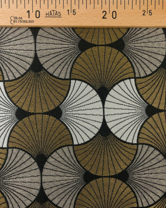 Tissu Jacquard Gingko Feuille Doré : Rouge ou Gris Argenté - Mercerine