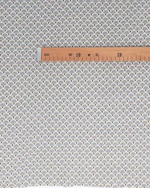 Coton imprimé Eventails Gris Or x10cm