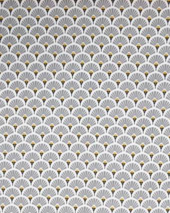 Coton imprimé Eventails Gris Or x10cm