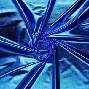 Tissu lamé brillant bleu stretch