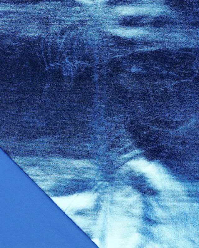 Tissu lamé brillant bleu stretch - Mercerine