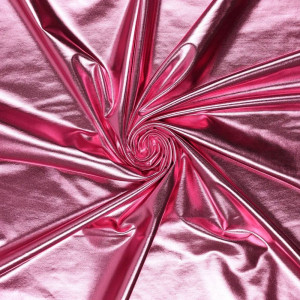 Tissu lamé rose stretch