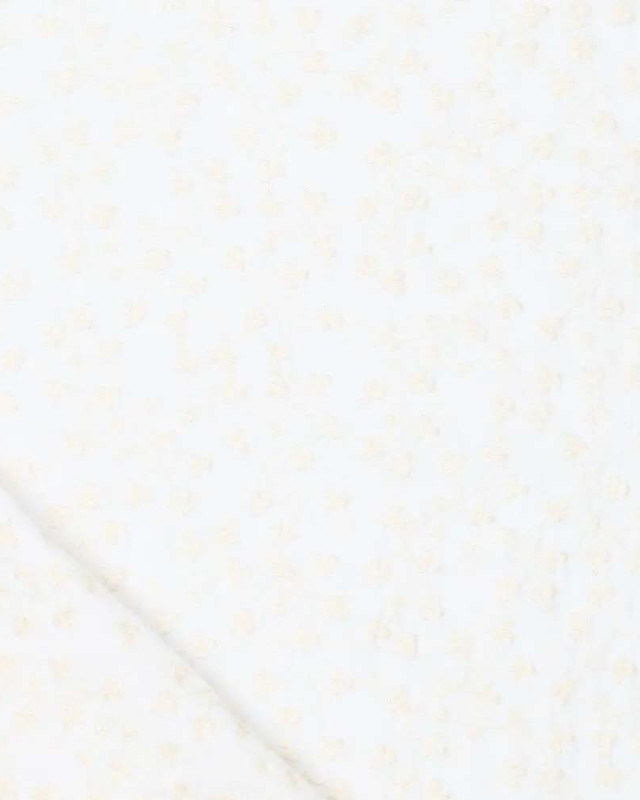 Tissu Brodé Fleuri Blanc – Coupon Neuf 224x46 Cm – Parfait Pour Coussins, Rideaux, Déco Maison
