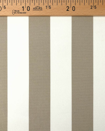 Tissu Extérieur Rayé Taupe Traité Teflon 160Cm  - Mercerine
