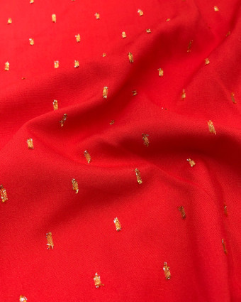 Tissu Viscose Touche De Lurex Rouge Vermillon - Mercerine