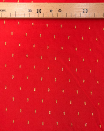 Tissu Viscose Touche De Lurex Rouge Vermillon  - Mercerine