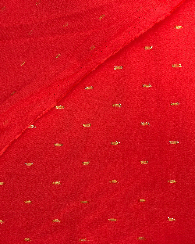 Tissu Viscose Touche De Lurex Rouge Vermillon  - Mercerine