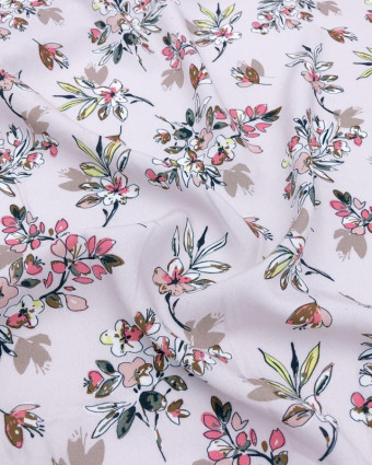 Tissu Viscose Rose pastel en Fleur - Exclusivité Mercerine