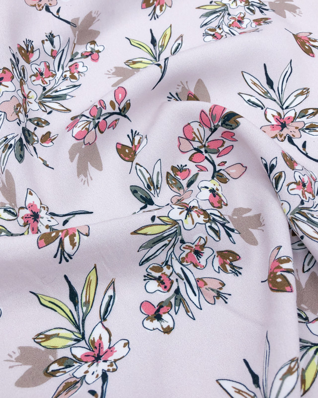 Tissu Viscose Rose pastel en Fleur - Exclusivité Mercerine