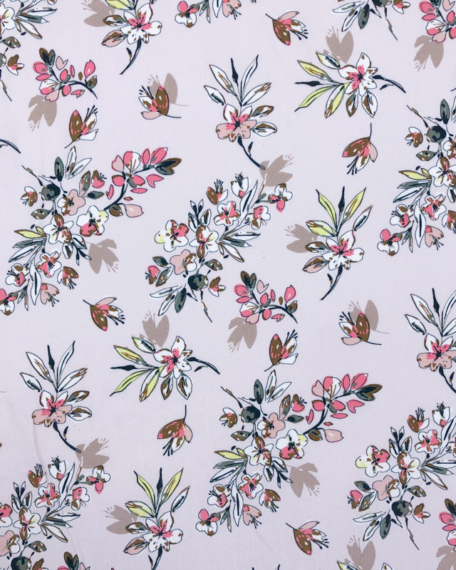 Tissu Viscose Rose pastel en Fleur - Exclusivité Mercerine