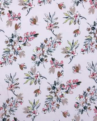 Tissu Viscose Rose pastel en Fleur - Exclusivité Mercerine