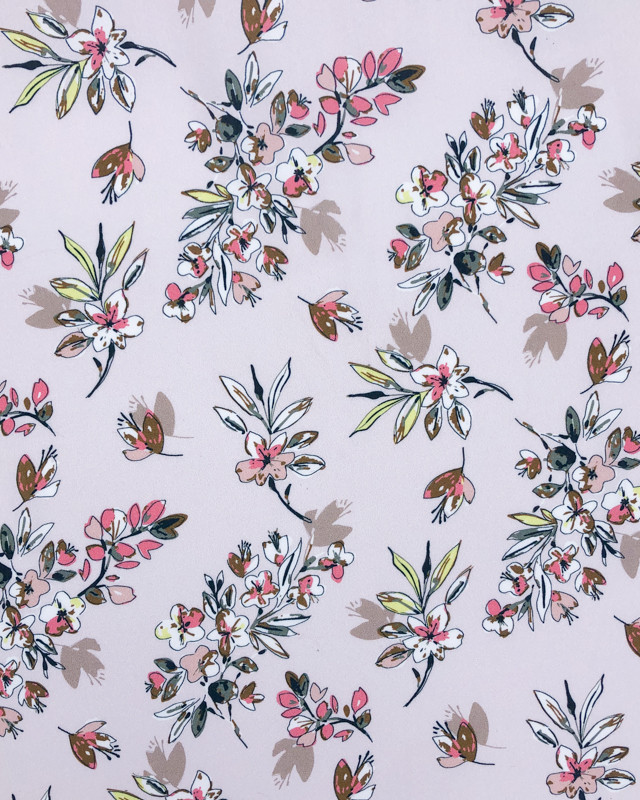 Tissu Viscose Rose pastel en Fleur - Exclusivité Mercerine