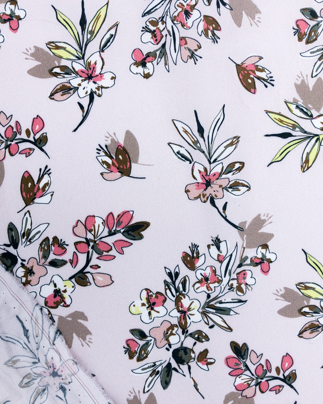 Tissu Viscose Rose pastel en Fleur - Exclusivité Mercerine