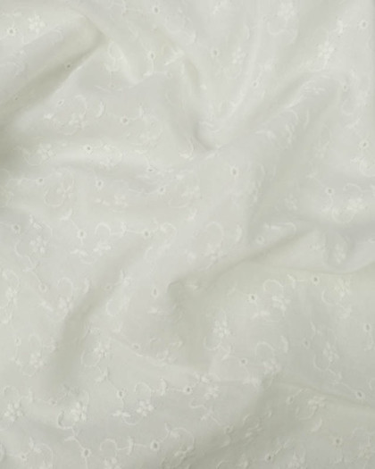 Broderie Anglaise Blanc Petites fleurs - Mercerine