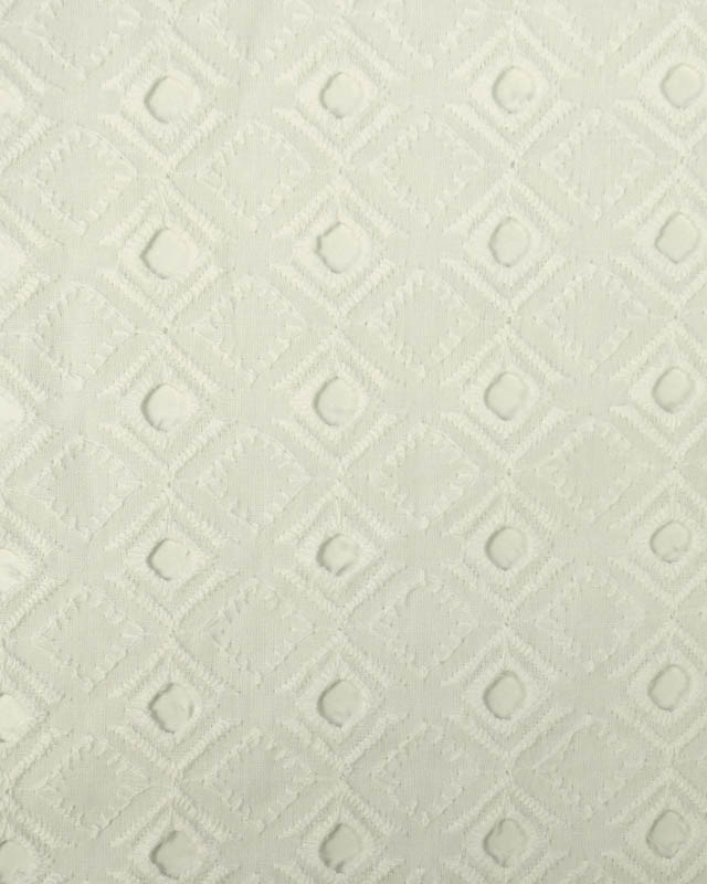 Broderie Anglaise Géométrique Losange Blanc Crème - Mercerine