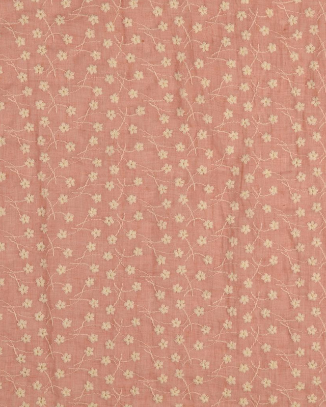 Tissu Broderie Anglaise Vieux Rose   - Mercerine