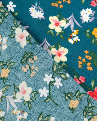 Viscose imprimé fleuri Manon vert - Mercerine