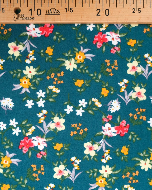 Viscose imprimé fleuri Manon vert - Mercerine
