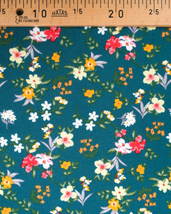 Viscose imprimé fleuri Manon vert - Mercerine