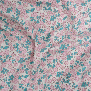 Tissu de popeline de coton à fleurs rose pastel - Mercerine