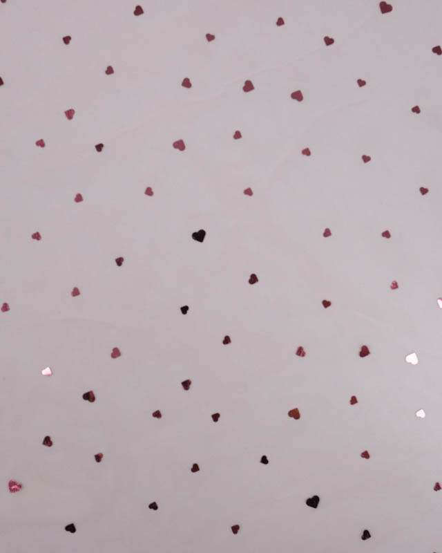 Tissu au mètre : Tulle Cœur Rose / Nouveauté - Mercerine