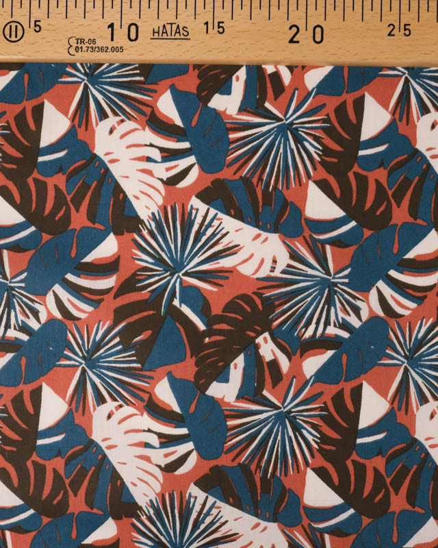 Coton Terracotta Imprimé Tropical  - Mercerine