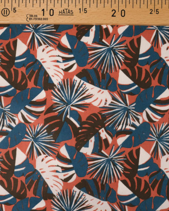 Coton Terracotta Imprimé Tropical  - Mercerine