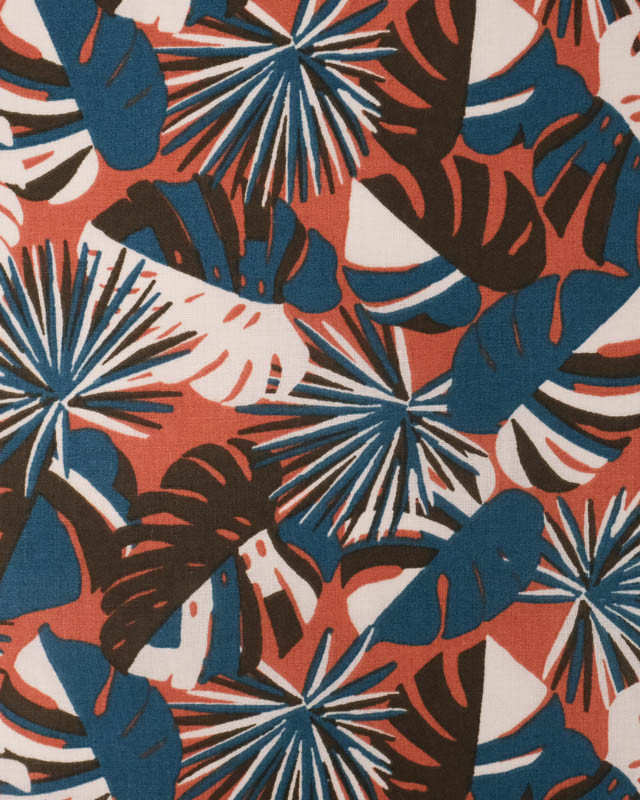 Coton Terracotta Imprimé Tropical  - Mercerine