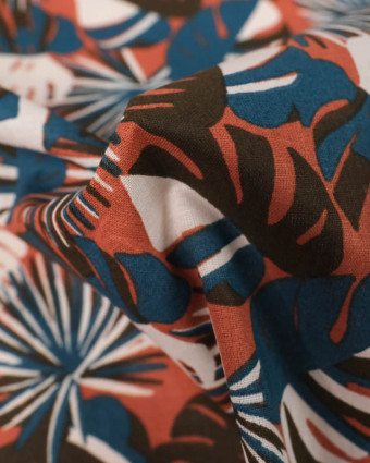 Coton Terracotta Imprimé Tropical  - Mercerine