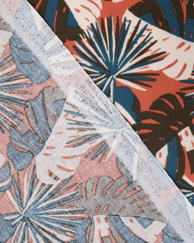 Coton Terracotta Imprimé Tropical  - Mercerine