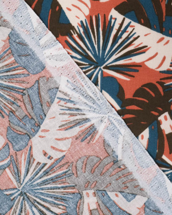 Coton Terracotta Imprimé Tropical  - Mercerine
