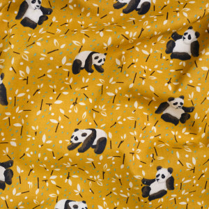 Coton Jaune Imprimé Panda