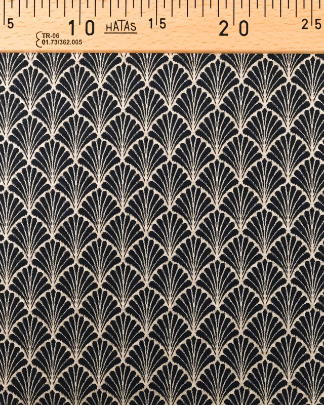 Jacquard Eventails Bleu Nuit - Mercerine