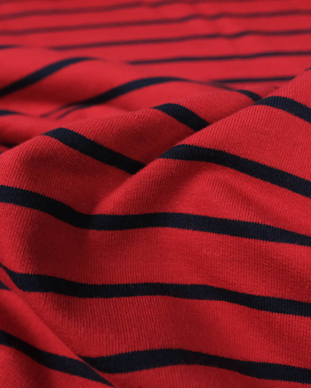 Jersey marin Rouge Raye Bleu Marine - Mercerine