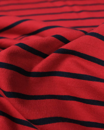 Jersey marin Rouge Raye Bleu Marine - Mercerine
