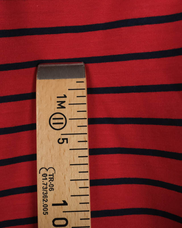 Jersey marin Rouge Raye Bleu Marine - Mercerine