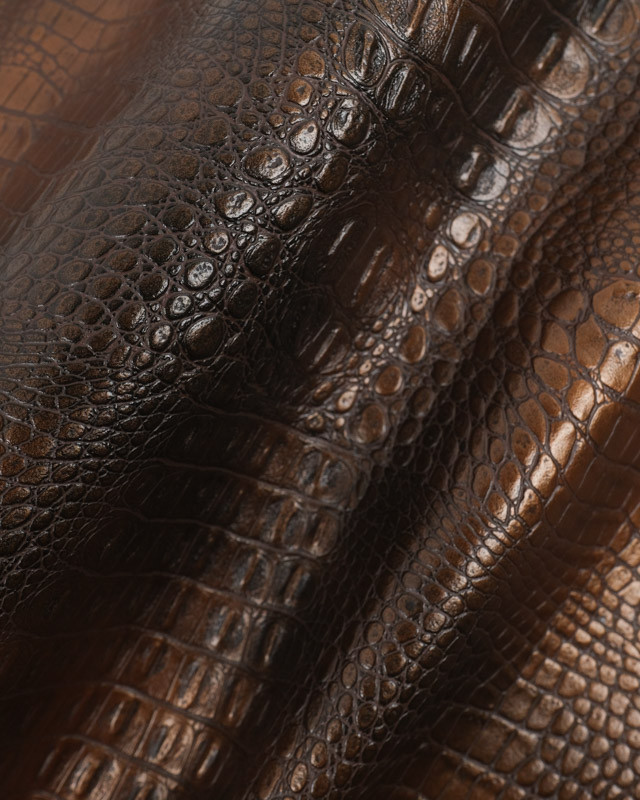 Tissu Simili Cuir Timsah Chocolat   - Mercerine