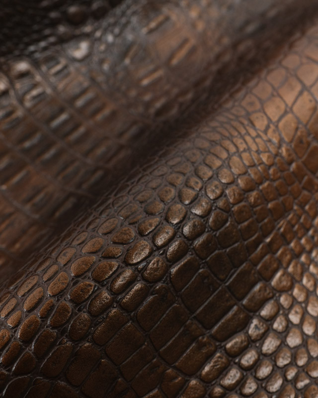 Tissu Simili Cuir Timsah Chocolat   - Mercerine