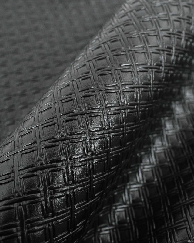 Tissu Simili Cuir Tressé Noir - Mercerine