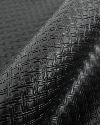 Tissu Simili Cuir Tressé Noir - Mercerine