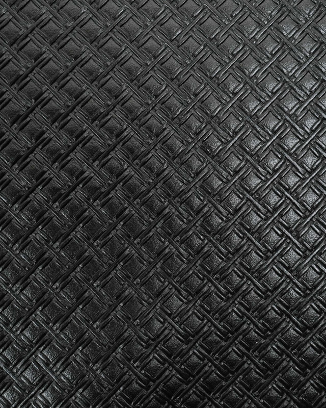 Tissu Simili Cuir Tressé Noir - Mercerine