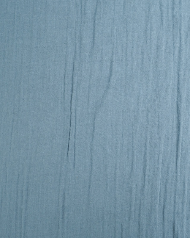 Double Gaze de coton Bleu Mer - Tissu bio  - Mercerine