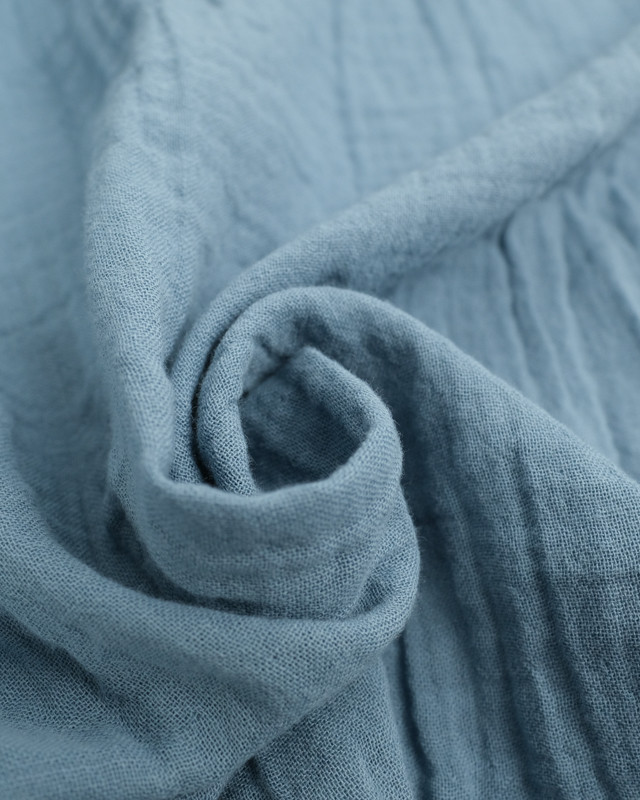 Double Gaze de coton Bleu Mer Tissu bio Mercerine — free download