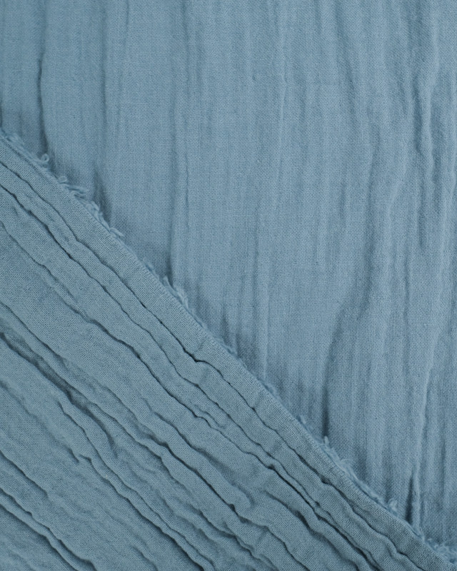 Double Gaze de coton Bleu Mer - Tissu bio  - Mercerine