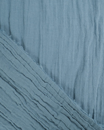 Double Gaze de coton Bleu Mer - Tissu bio  - Mercerine