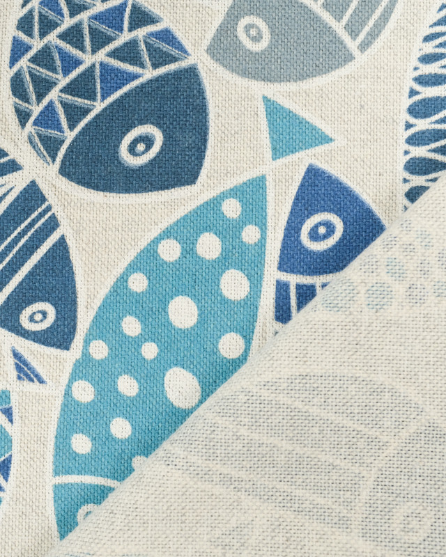 Coton Épais Aspect Lin Poisson Bleu  - Mercerine