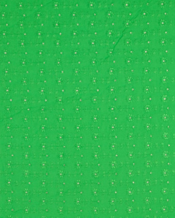 Tissu viscose vert brodé - Tissus en ligne - Mercerine