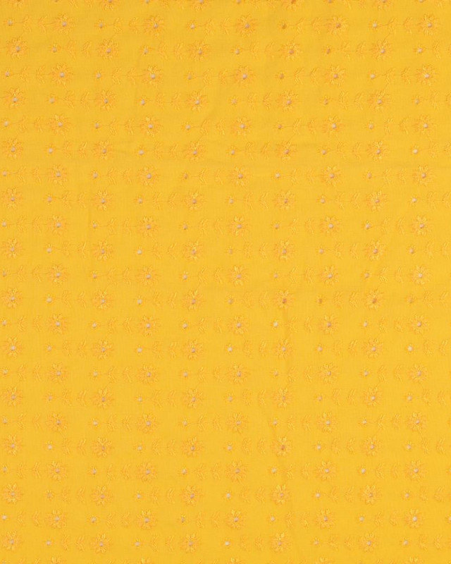 Viscose jaune brodé - Tissu en ligne - Mercerine