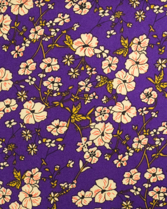 Tissu viscose au mètre : imprimé fleuri violet - Mercerine