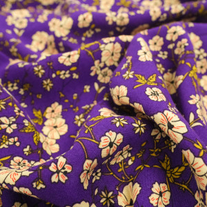 Tissu viscose fleuri violet Brigitte - Mercerine